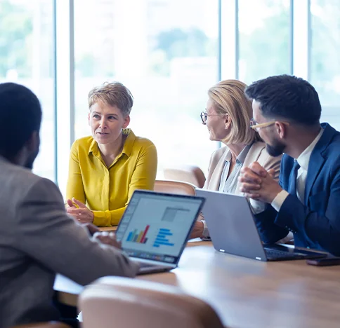 Corporate team in a meeting in a conference room