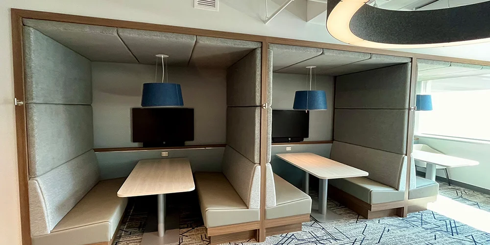 Department of Justice office with individual working desks