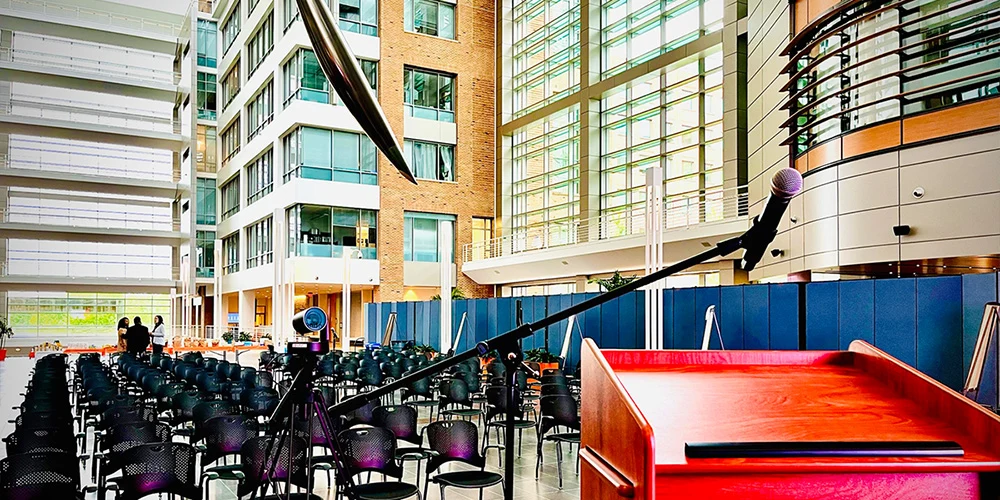 US Food and Drug Administration atrium area set up for large event
