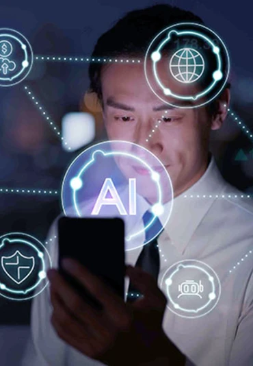 A concept photo conveying AI assistant technology